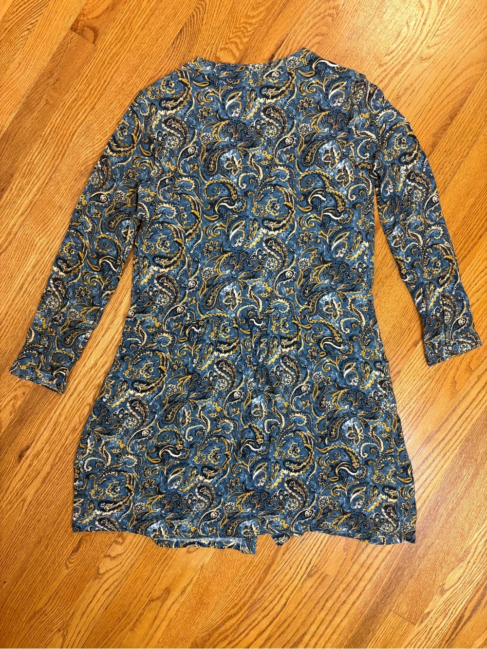 Garnet Hill Blue Paisley Button-Front Dress | 6 | 100% Viscose | Lined | Pockets - Picture 3 of 10